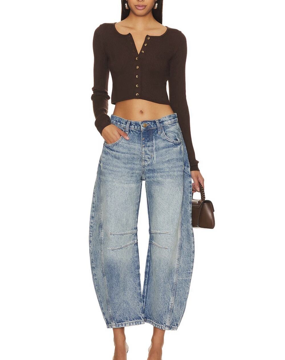 Free People We The Free Barrel Jeans Women's Lucky You Mid Rise Size 30